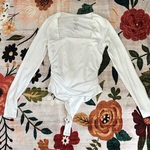 Chic White Long Sleeve Bodysuit